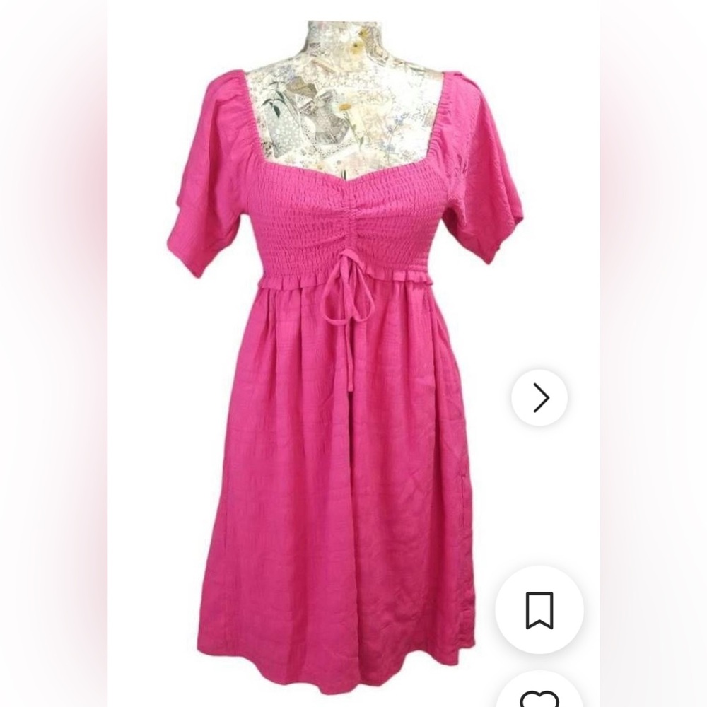 1.4.3. Story by Line Up Fuchsia Smocked Midi Dress